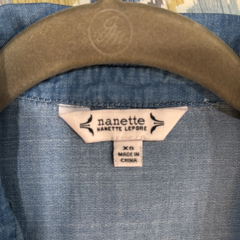 Nanette Lepore Tie Waist Chambray Shirtdress XS - Picture 4 of 5